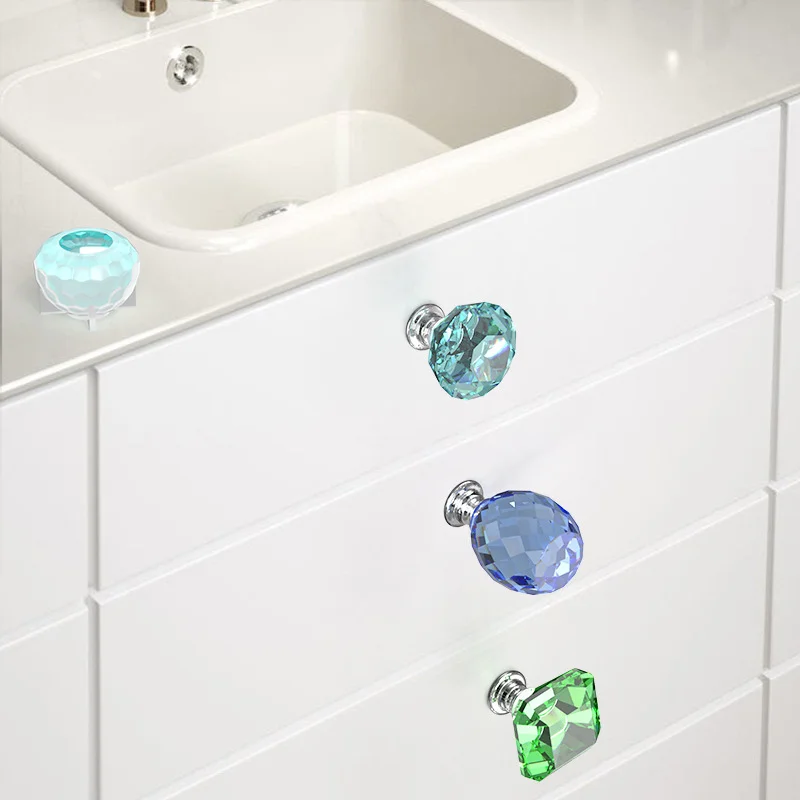 Cabinet Drawer Knobs Mold Diamond Dresser Crystal Pull Drawer Kitchen Bathrom Epoxy Resin Mold for DIY Crafts Jewelry Making