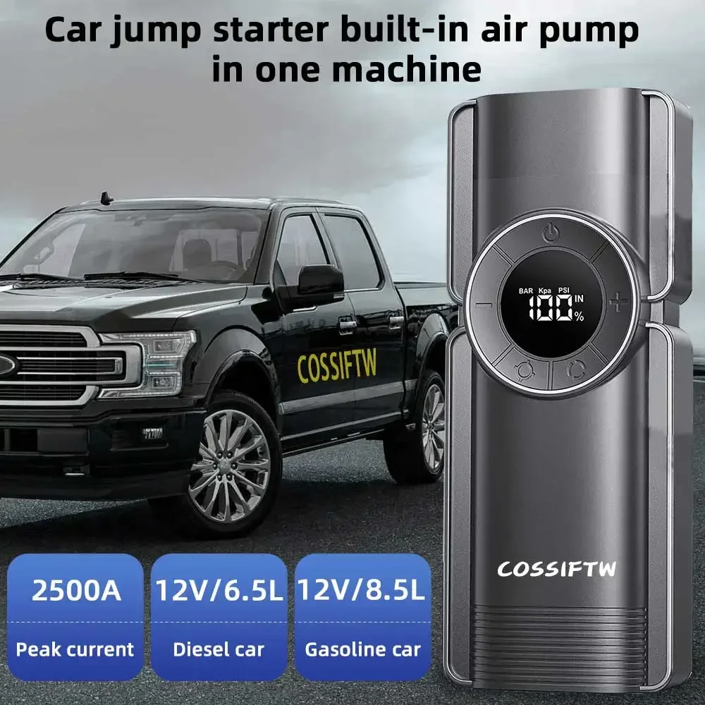 COSSIFTW 4 In 1 Jump Starter 150PSI Pump Air Compressor 20000mAh Power Bank 2500A Starting Device 15V Digital Tire Inflator