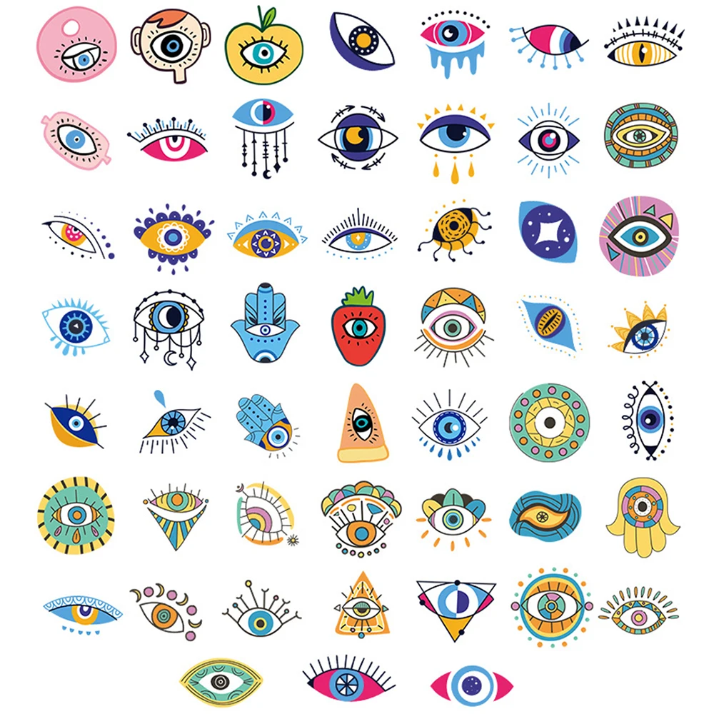 10/30/50pcs Colorful Turkish Evil Eye Stickers Cartoon Graffiti DIY Skateboard Phone Laptop Motorcycle Bike Car Kids Toy Gift