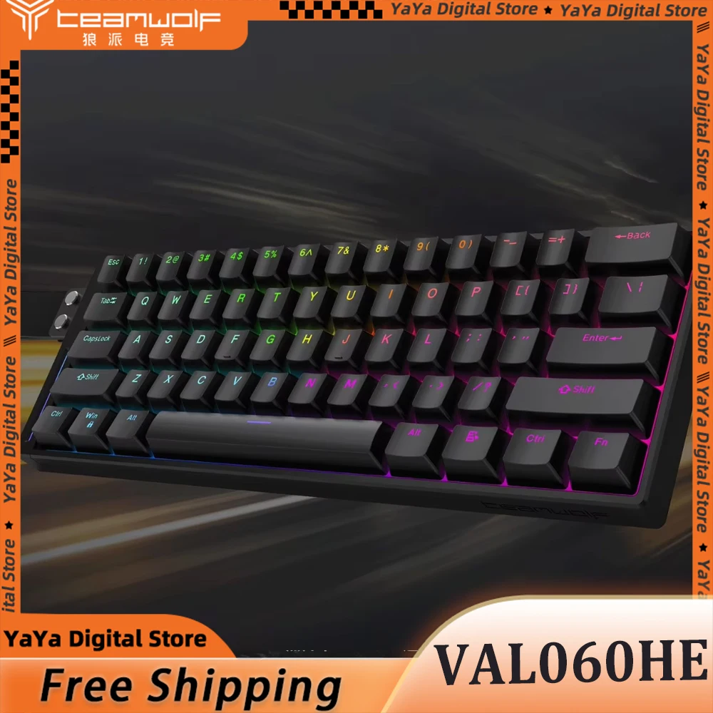 

New Teamwolf VAL060HE 8K Wired Magnetic Switch Mechanical keyboard Aluminum Alloy Fast Trigger RGB Backlight E-Sport Gamer Gifts