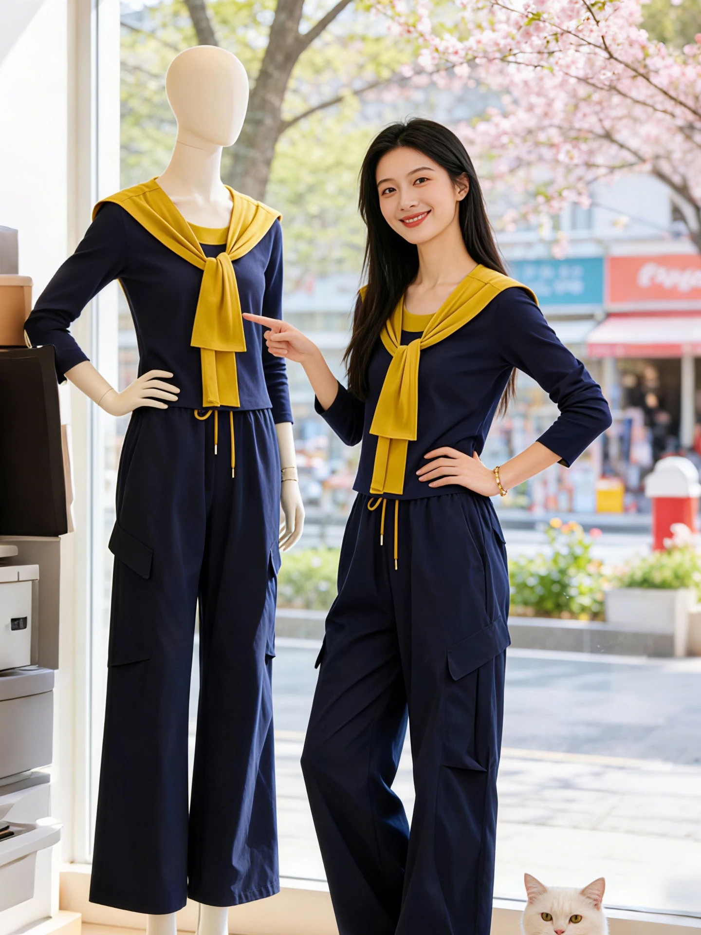 

Комплект женской одежды: брюки Deep Blue с высокой талией и широкими штанинами, весна-осень, новый стиль, повседневная мода, удобная дышащая одежда