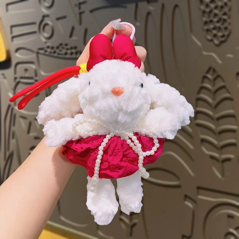 Rabbit Dress Up Doll Bag Pendant Christmas Gift 20cm Lop-eared  Plush Princess Dress Rabbit Car Keychain Cute Backpack Pendant