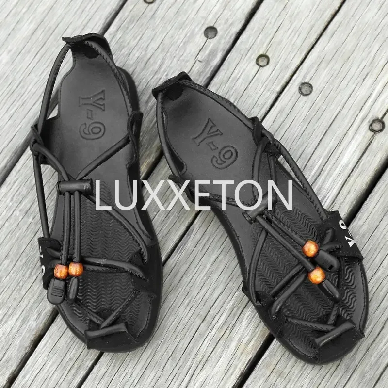 Summer Sandals 2024 New Personalized Fashion Cowhide Beach Breathable Casual Weaving Solid Color Men\'s Roman Fashion Sandals