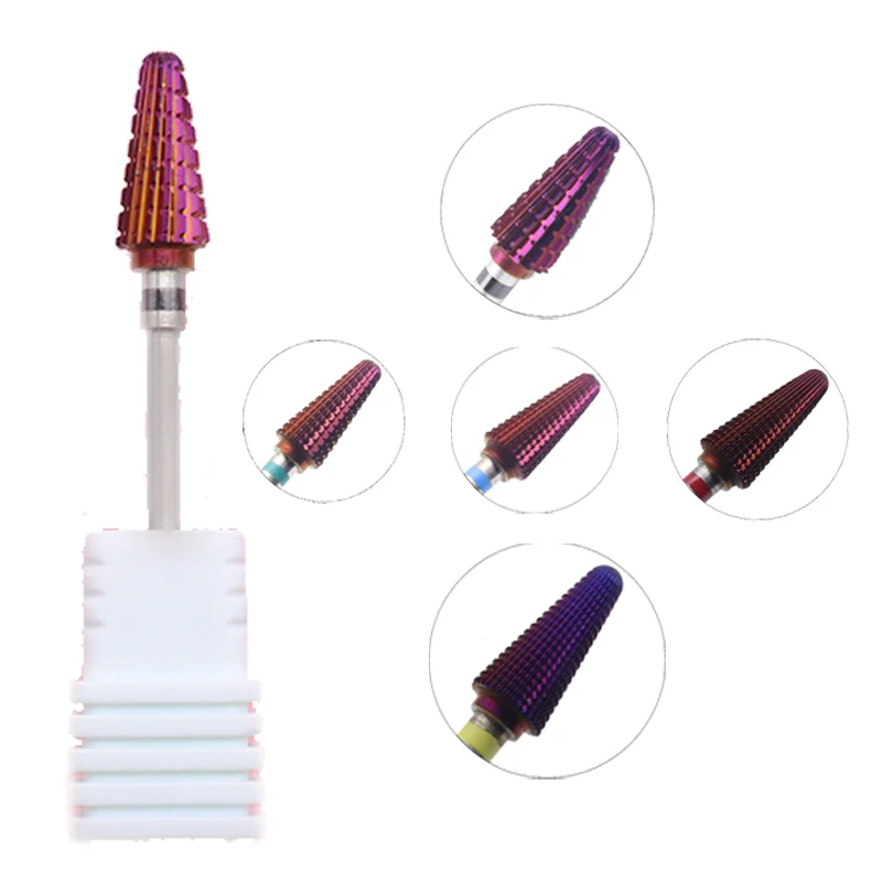 Purple Tornado Bit 3/32 Carbide Nail Drill Bits Milling Cutters For Manicure Remove Gel Electric File Accessories