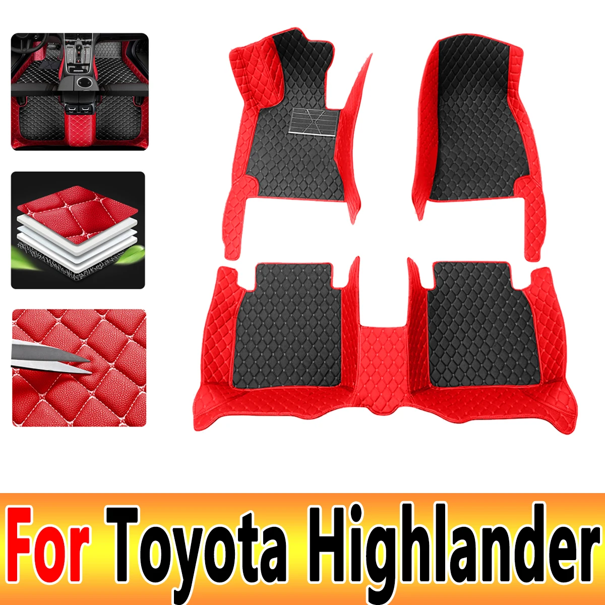 

Car Floor Mats For Toyota Highlander Seven Seats 2022 Custom Auto Foot Pads Automobile Carpet Cover Interior Accessories