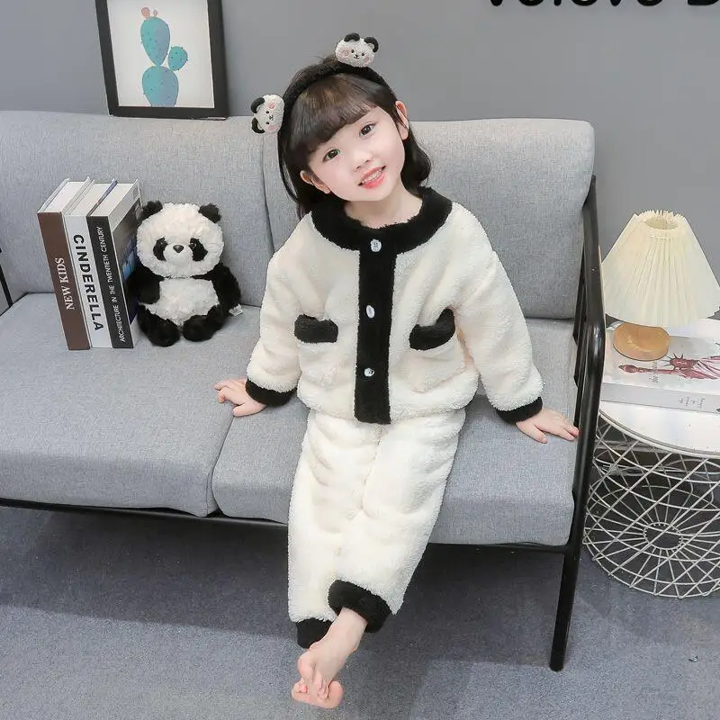 فتاة Homewear قطعتين مجموعة الشتاء بلايز السراويل الخريف رشاقته منامة الطفل الدفء Kawaii موضة نمط جديد ملابس كاجوال #4