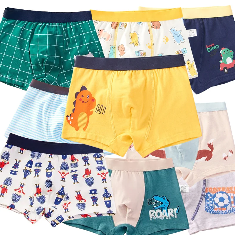 4pcs/Lot Boys Boxer Briefs Kids Cotton Underwear Baby Boy Underpants Teenager Cartoon Print Soft Children Panties 2-14Y 2024 New