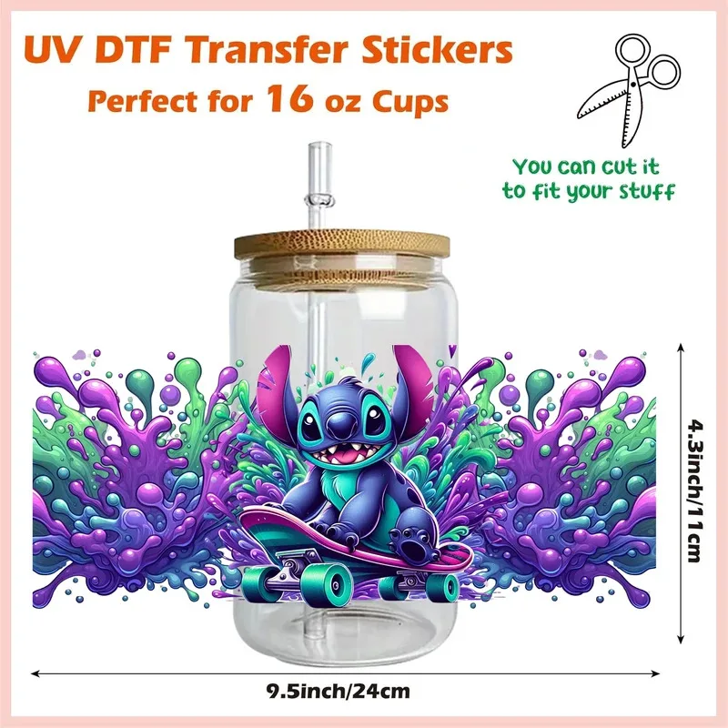 

30 Style Cool hip-hop style stitch UV Sticker Party DIY Decals 3D transfers uvdtf tumbler seal stickers 16oz uv dtf cup wraps