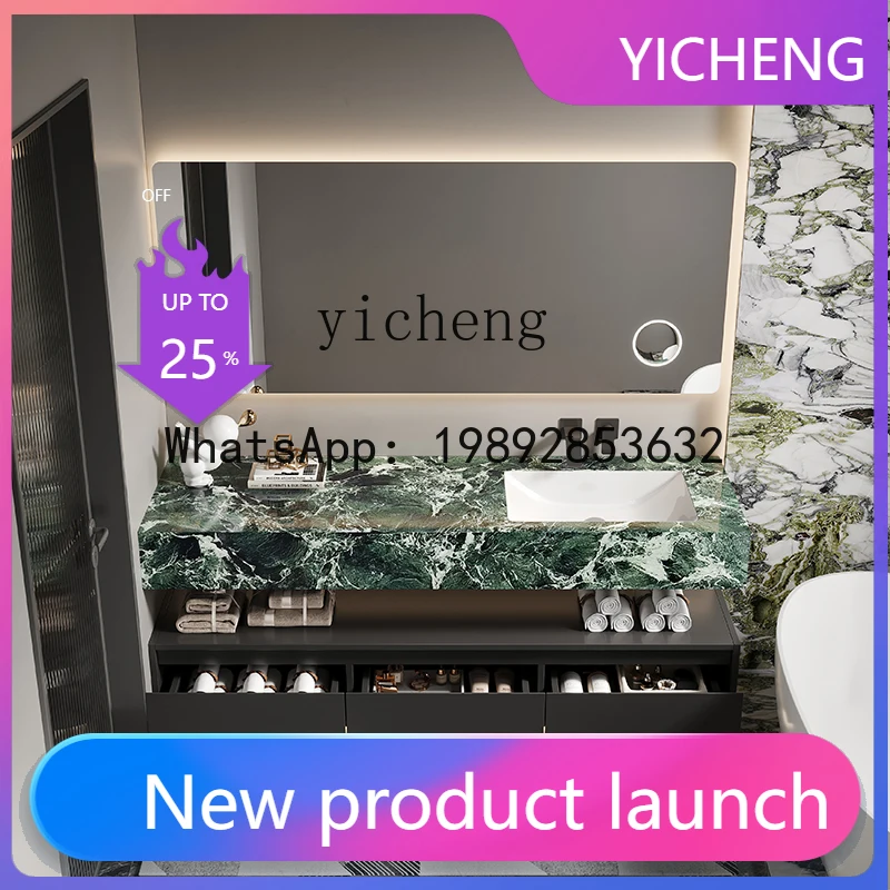 

bathroom cabinet rock slab seamless splicing washbasin toilet washbasin cabinet combination