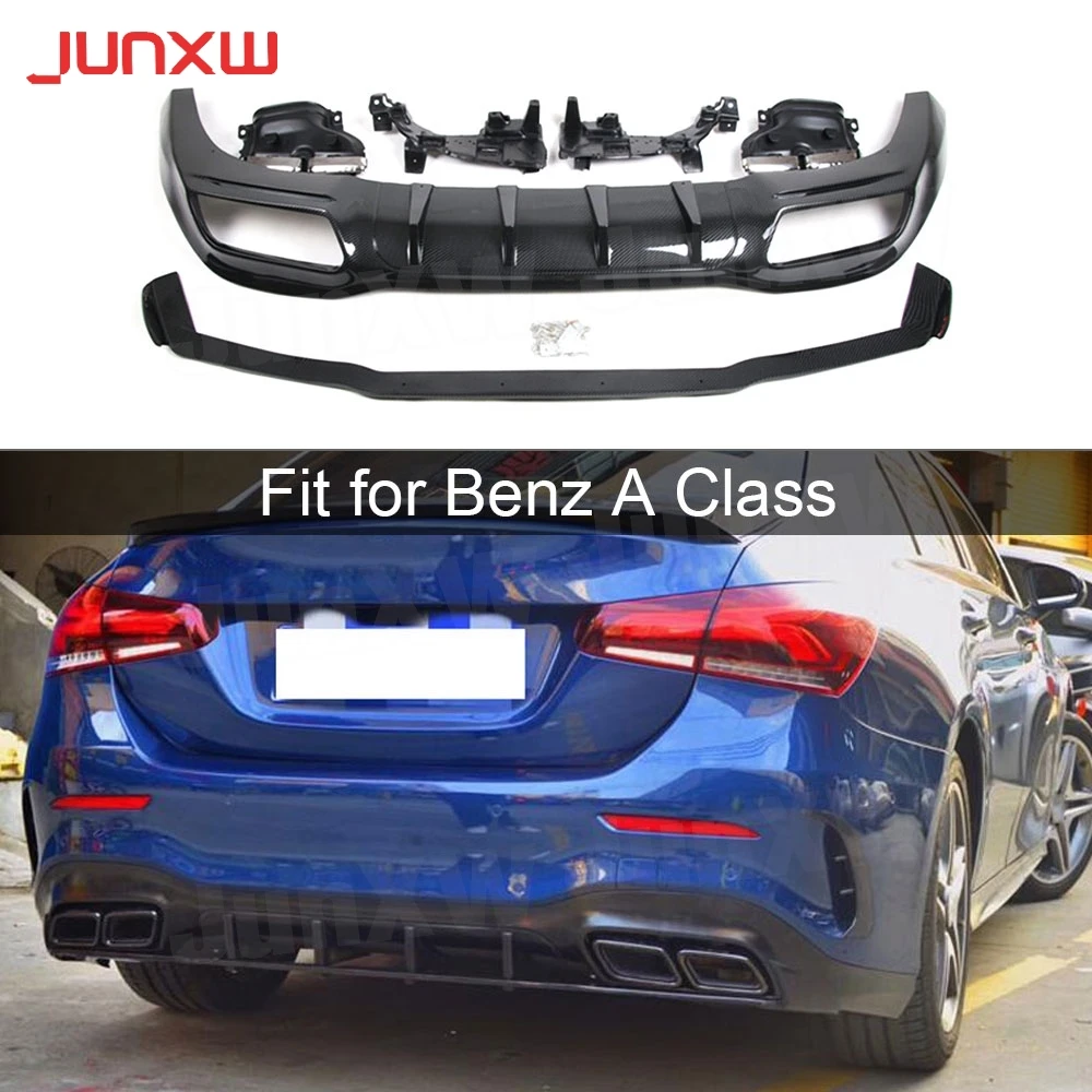 

PP Black Rear Diffuser Exhaust Tips For Mercedes Benz A Class W177 A180 A200 A250 A35 2019 2020 Back Bumper Lip Guard