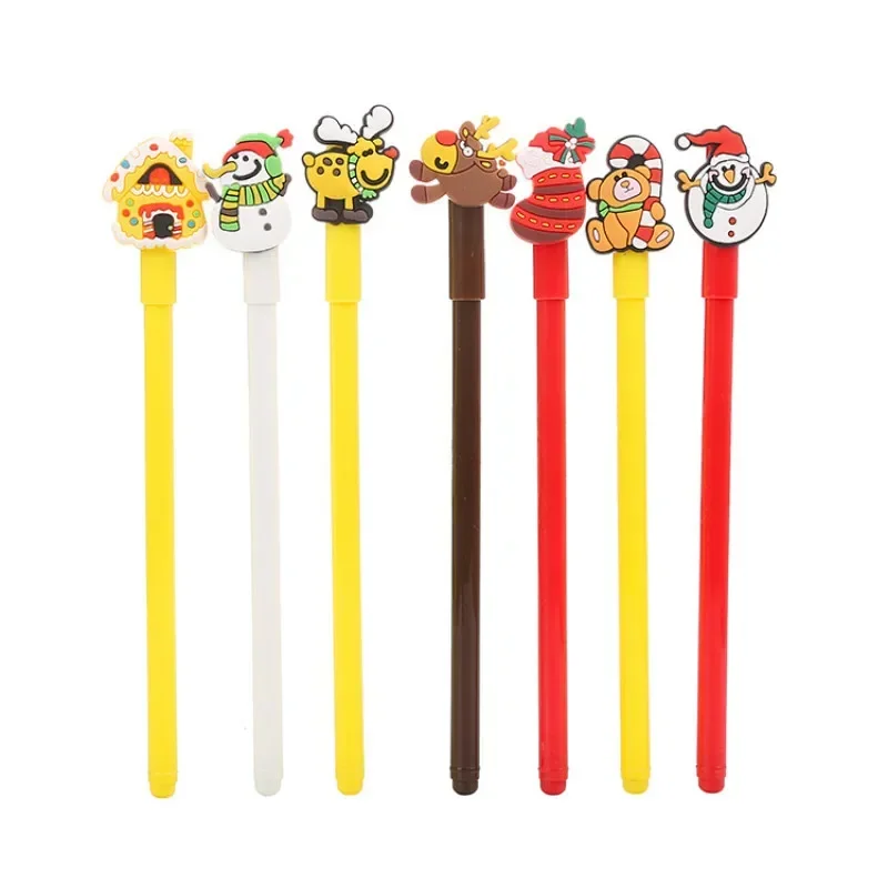A 60PCS Creative Stationery Patch Christmas Gel Pen Cute Cartoon Santa Claus Prize Gift Silicone Water Pen Kawaii School Supplie