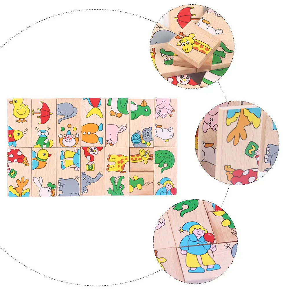 

1Set Domino Animal Puzzle Creative Early Educational Plaything Safe Durable Material Enrich Imagination Parentchild