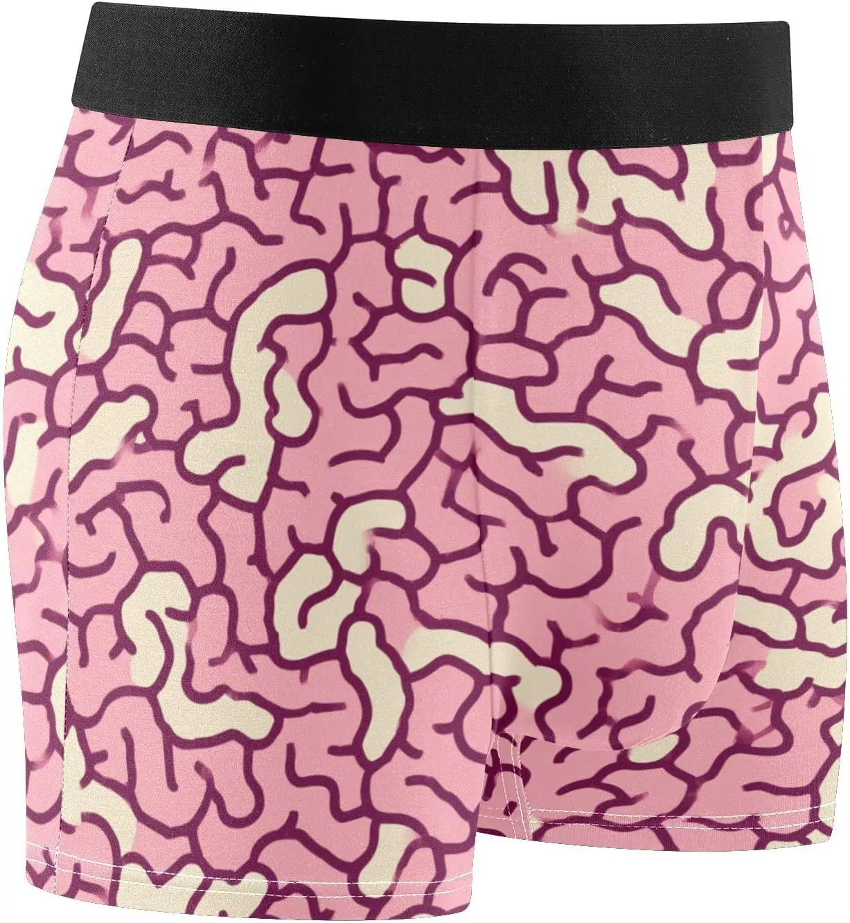 Pink Mens Underwear Boxer Briefs Cartoon Brain Texture Pattern Mens Trunks Underwear for Men Soft Comfort S-XXL