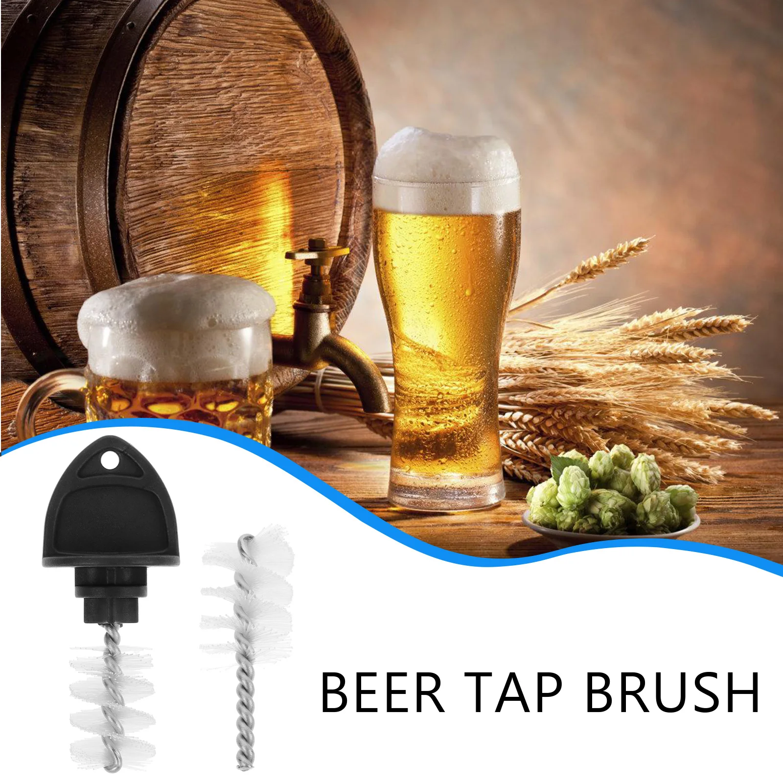 

20 Pcs Beer Tap Brush for Cleaning Draft Plug Faucet Black Transparent Reusable Stainless Steel Bar Accessories