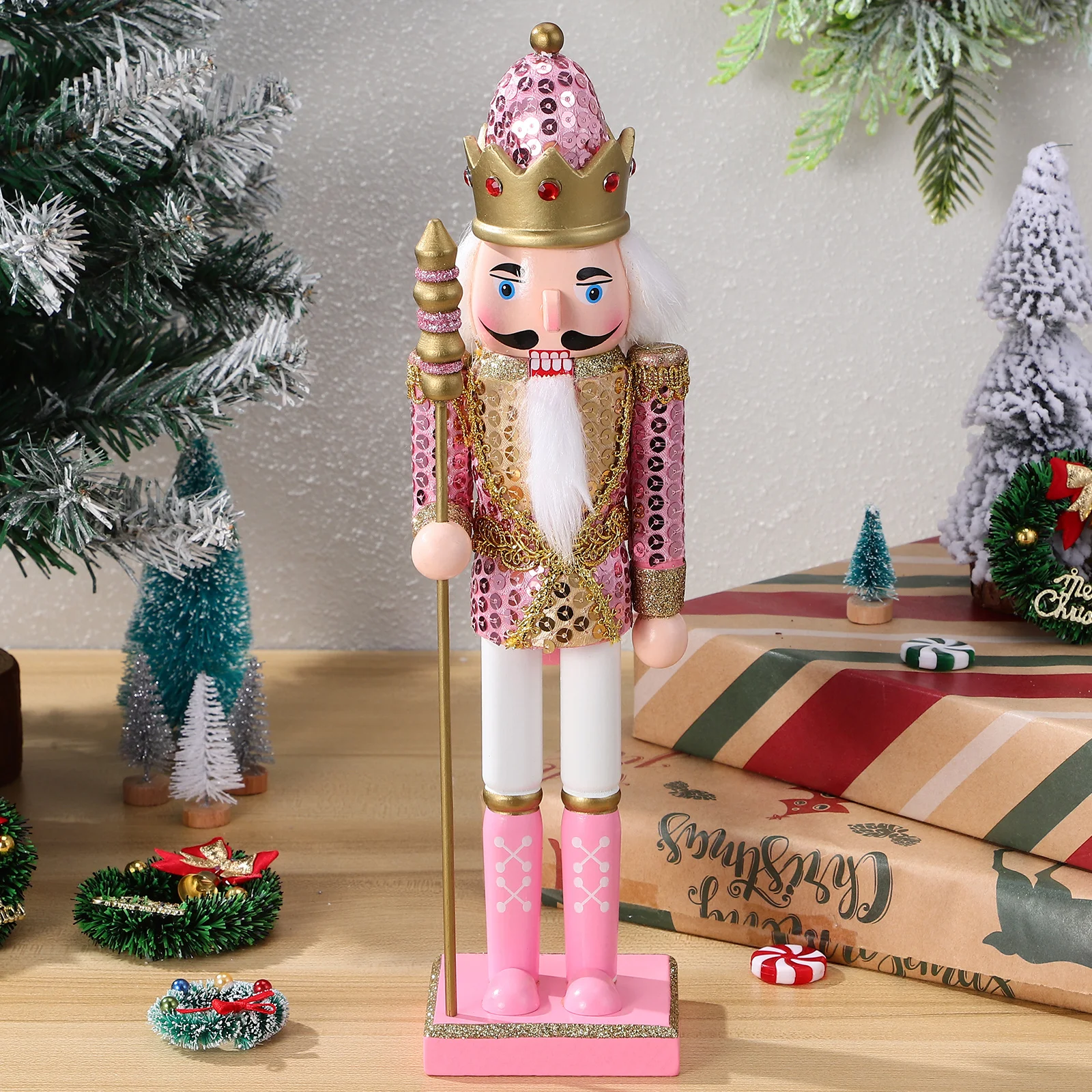 

Nutcracker Puppets Christmas Decor Statue Xmas Scene Layout Home Mantel Wooden Nutcracker Shelf nament Holiday Tradition