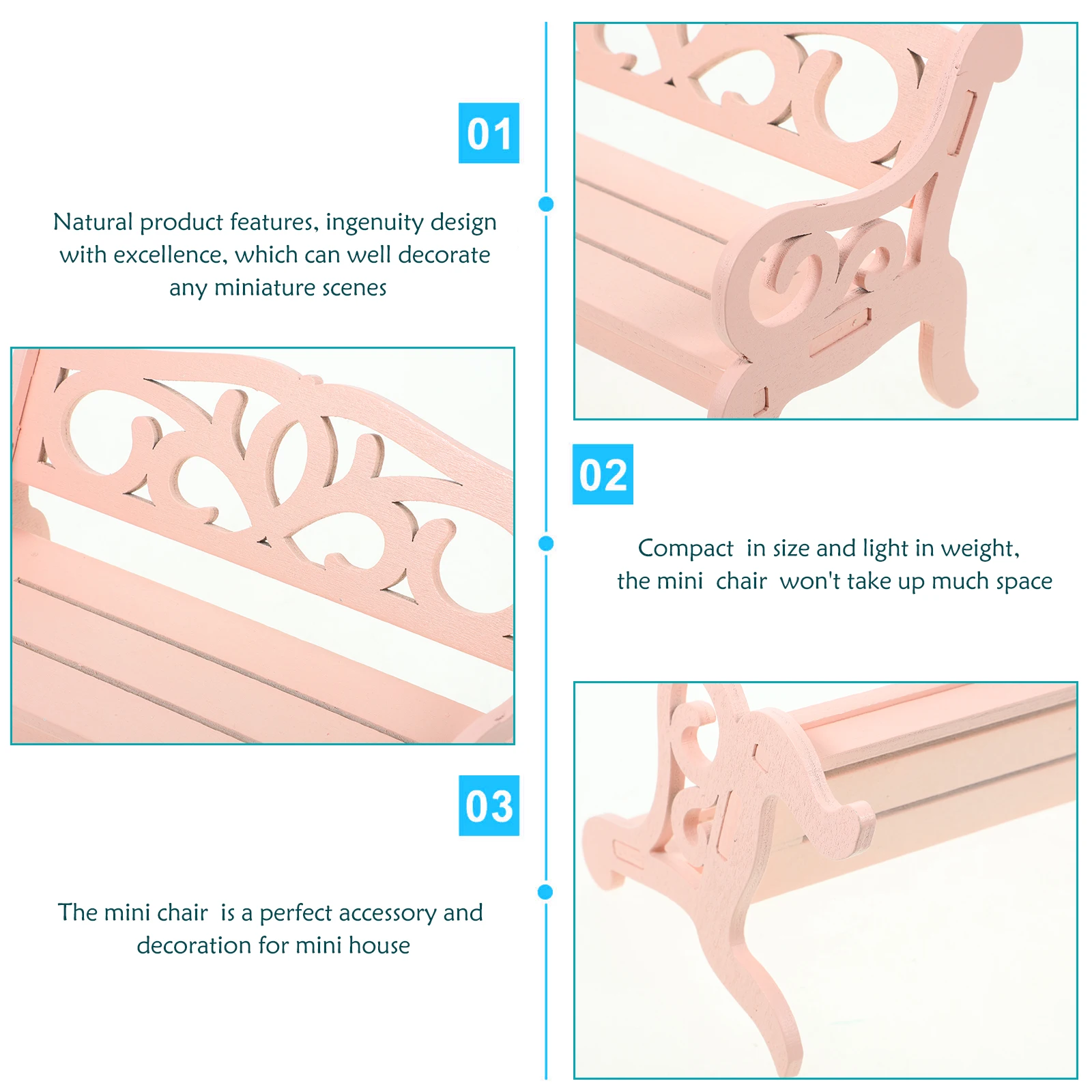 2 pezzi mini sedia in legno floreale rosa mobili per bambole adorabile sedile decorativo in miniatura per la camera delle ragazze