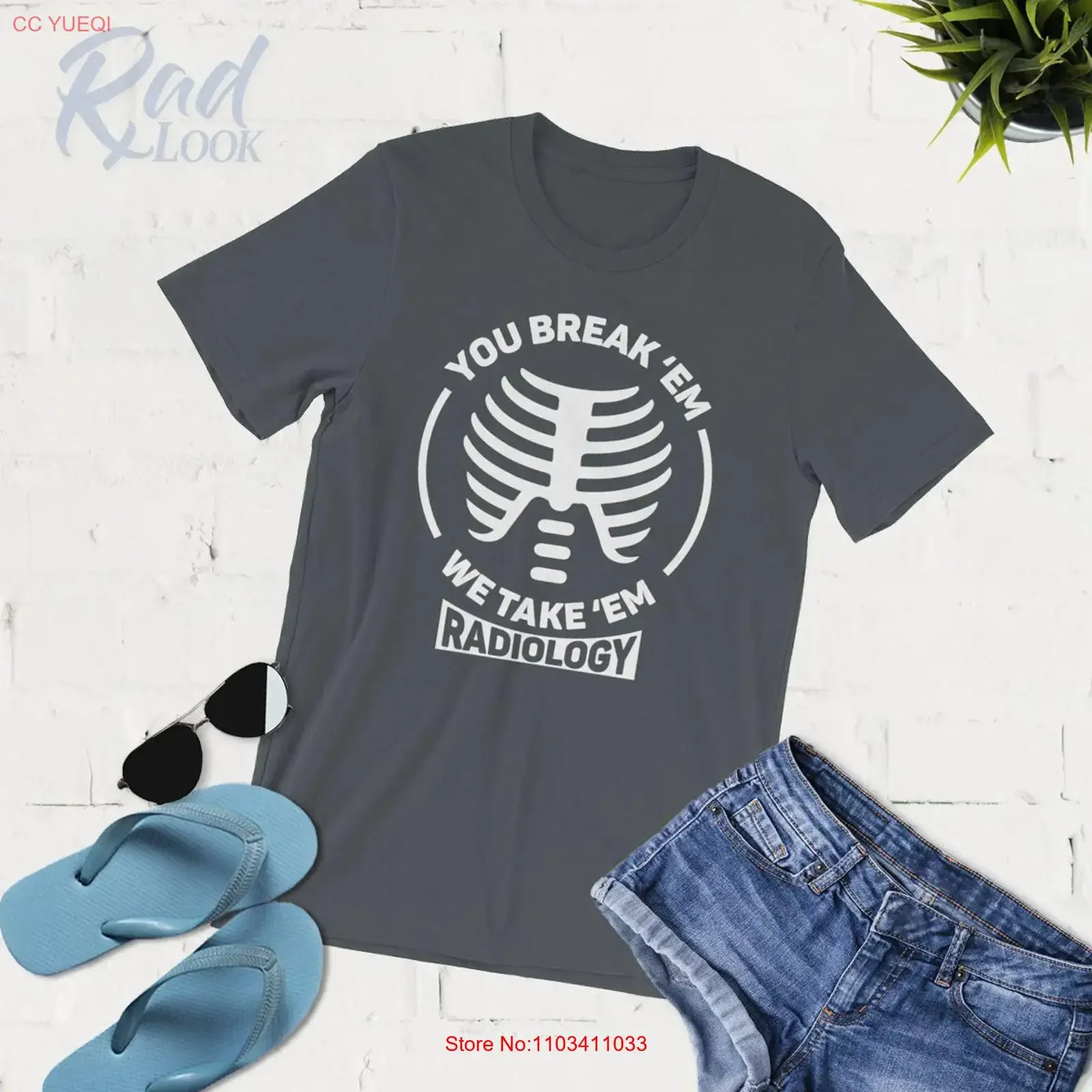 Camiseta 'You Break 'Em We Take' para Técnicos de Radiología, Radiografía, Rayos X, Graduación, estilo vintage, lavada, elástica, con diseño gráfico