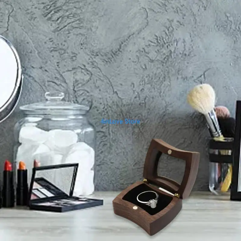 

T4MD Обручальное кольцо коробки коробки ювелирных украшений хранение винтажное кольцо с магнитом сингла