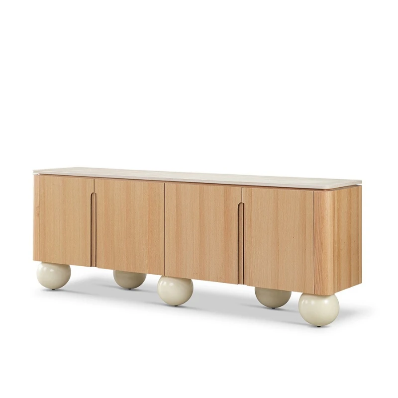 

Nordic modern simple solid wood TV cabinet, living room light luxury entrance cabinet, locker