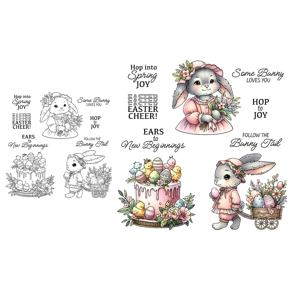 Mangocraft Eater Colorful Eggs Rabbit Bunny Girls Clear Stamp DIY Scrapbooking Supplies Silicone Stamp For Cards Albums Decor