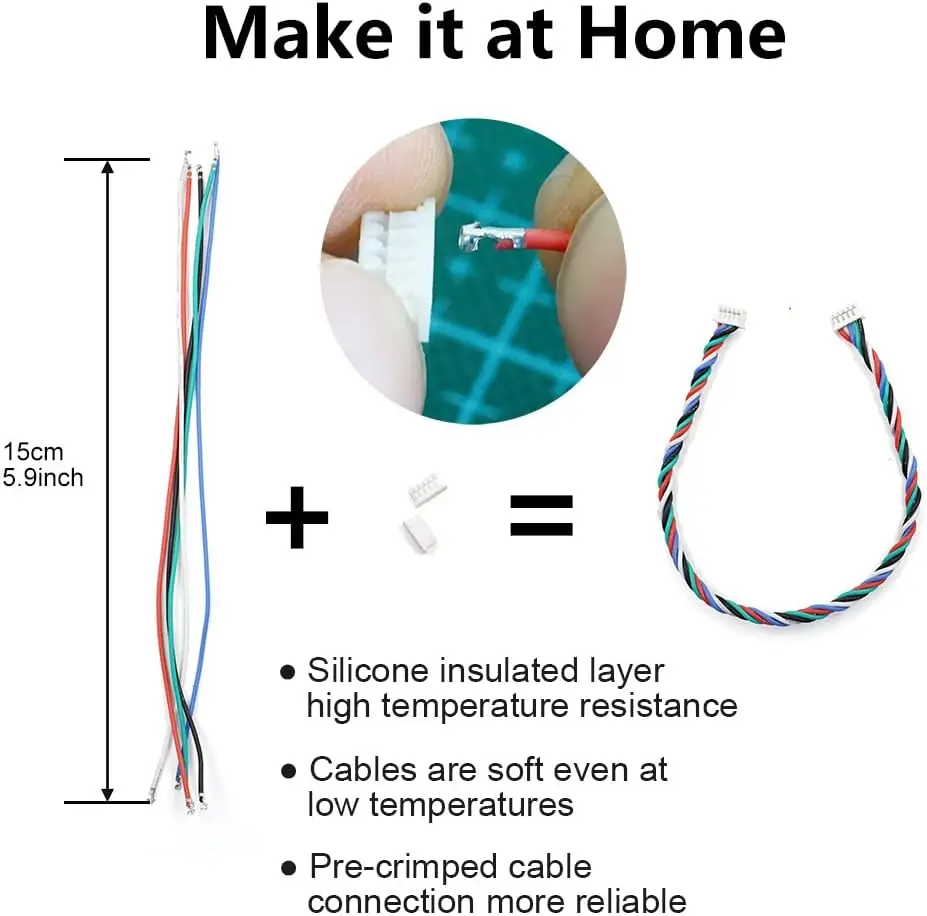 1.25mm Pitch Connectors and Pre-Crimped Cables Compatible with Molex PicoBlade for Pixhawk Silicone 15cm Wire