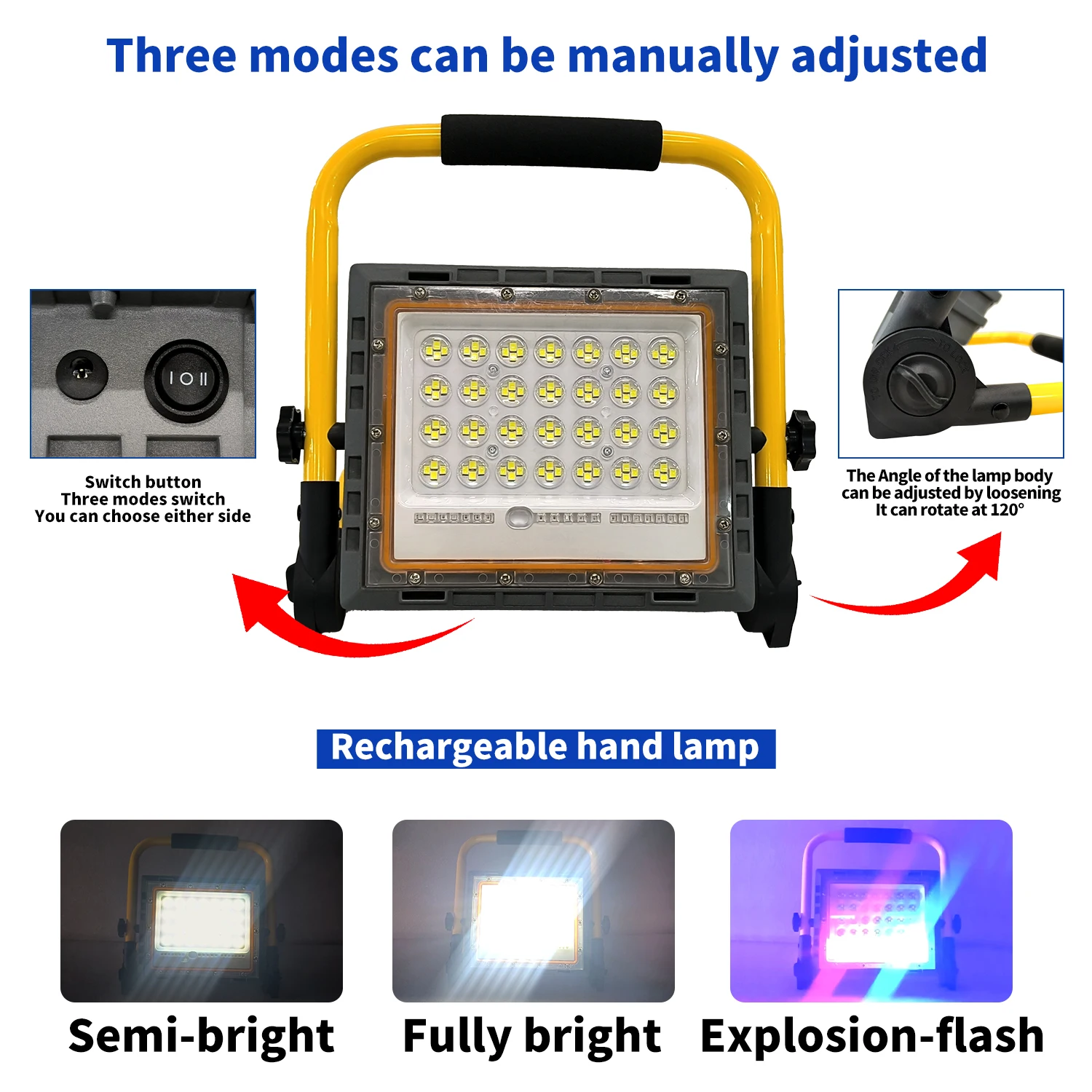 Portable Rechargeable LED Flood Light Long-Life Outdoor Construction Site Night Market Stalls Emergency Lighting