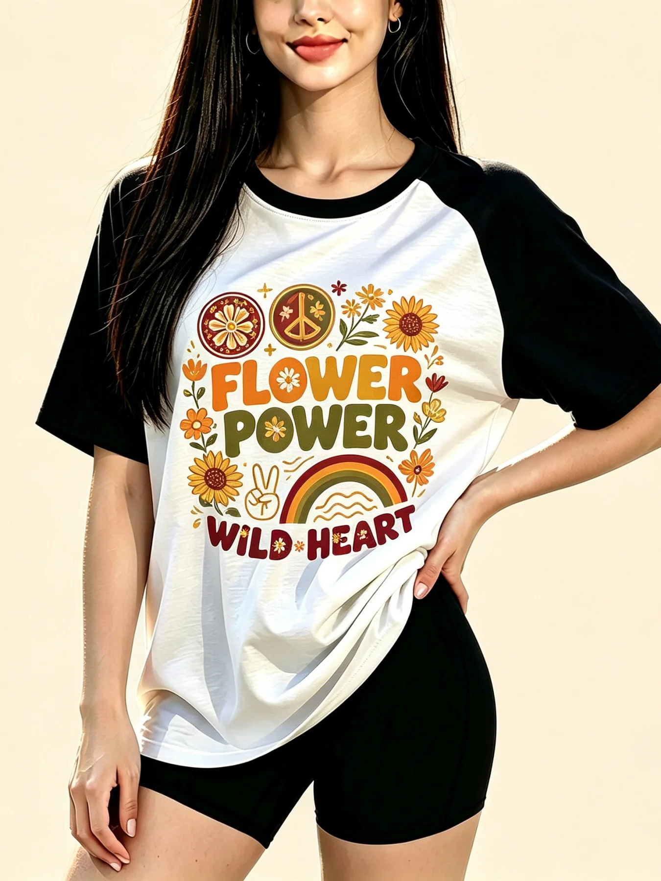 Women's Grey-White Raglan T-Shirt 'Go outside Explore Slowly' Bold Letter Print Loose Casual Tee for Comfortable Wear