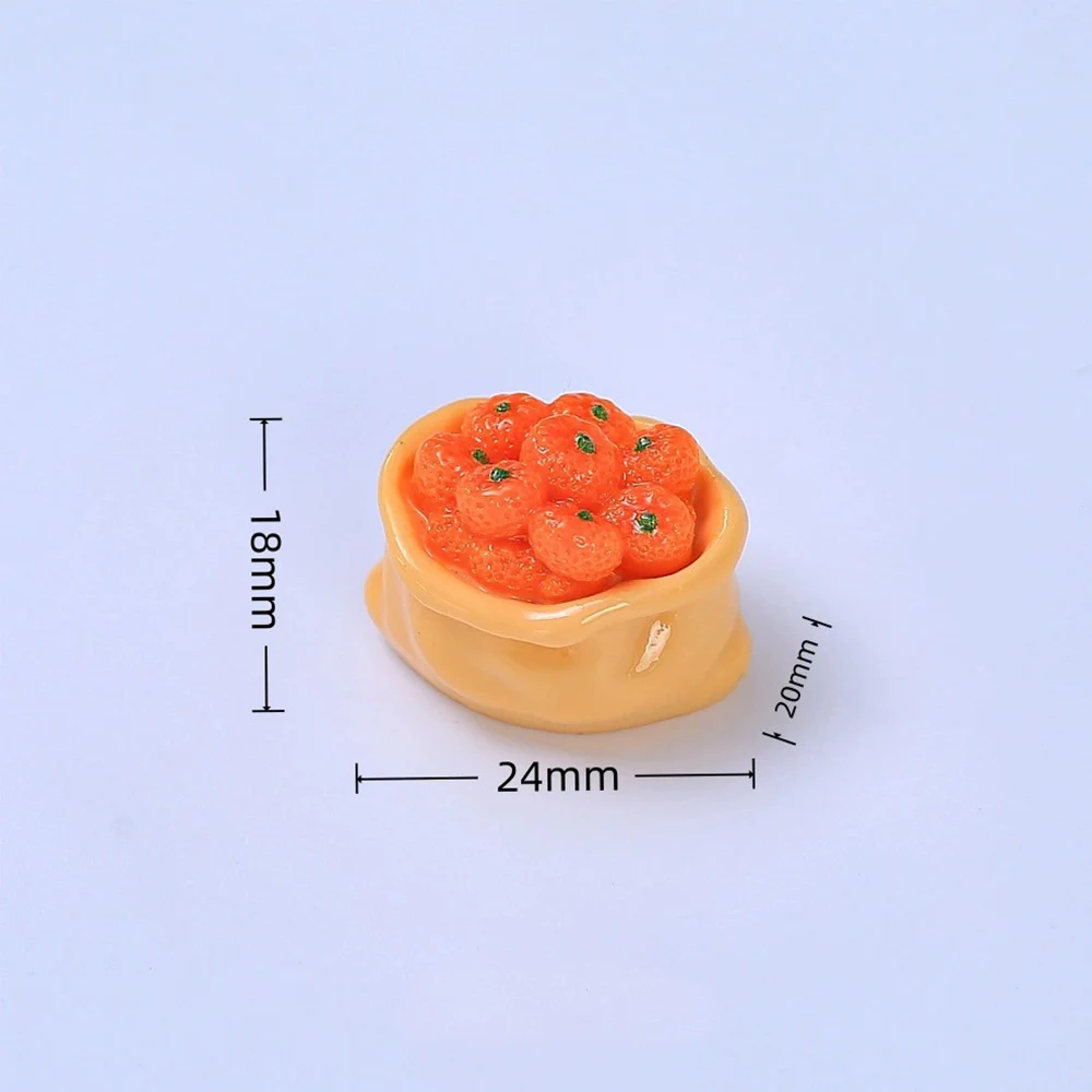 5PCS Orange Bag Series Miniature Flat Back Resin Cabochons For Hairpin Scrapbooking DIY Home Decor Craft Accessories