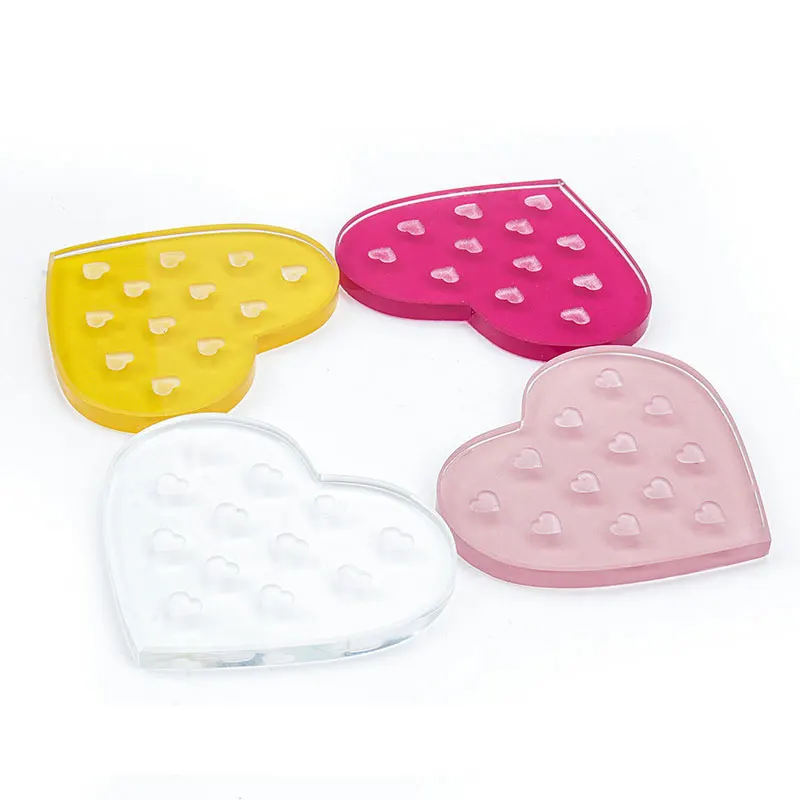 1Pc Heart Shaped Glass False Eyelash Stand Glue Holder Pad Eyelashes Extension Adhesive Pallet Paste Glue Pad Makeup Supplies