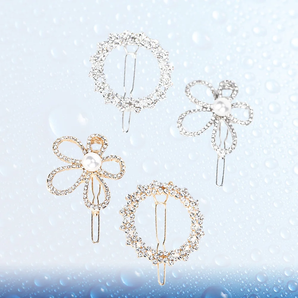 

4pcs Clips Rhinestone Barrette Creative Headdress For Women Girls Hair Clips Hair Accessories Barrette Bobby Pins