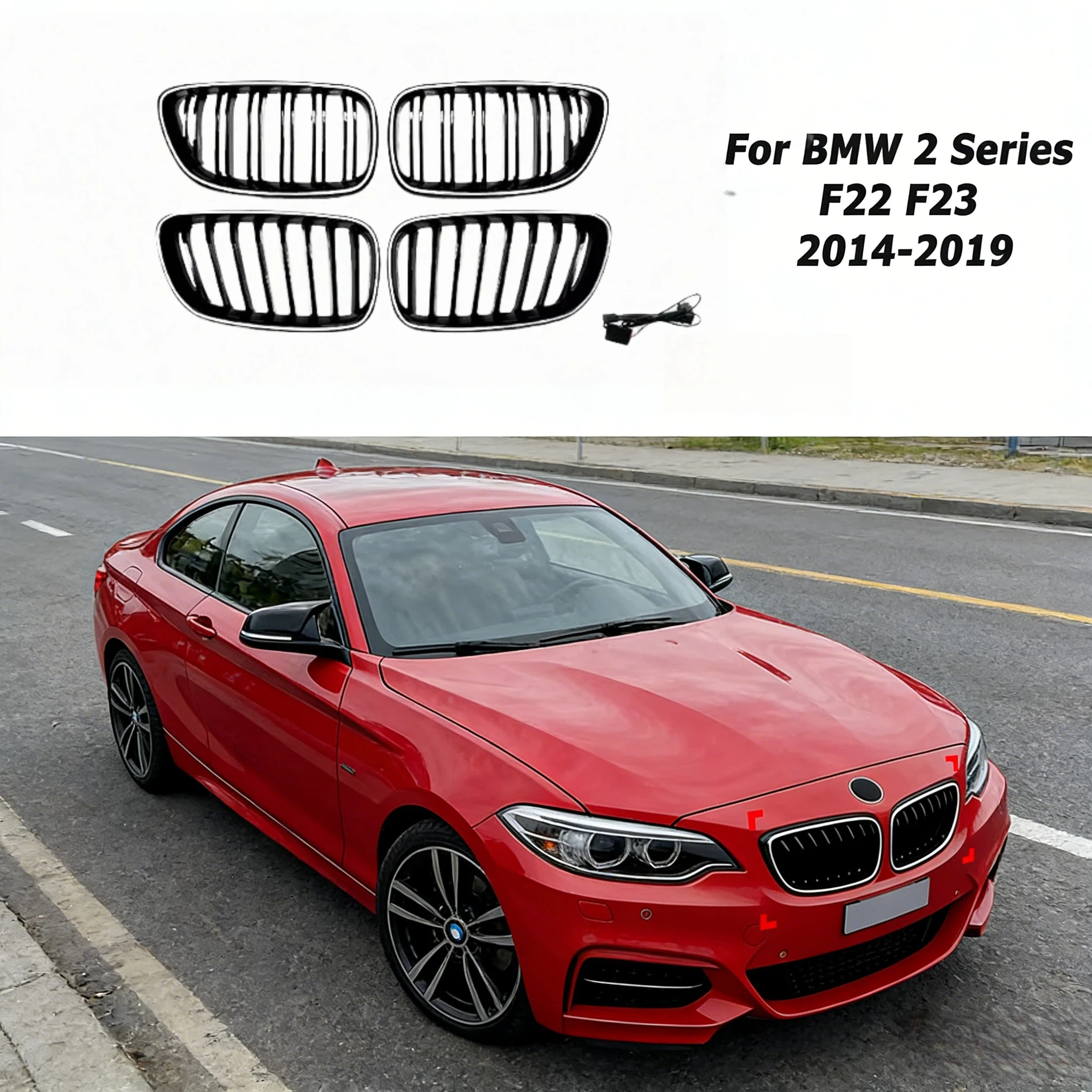 

Передняя решетка радиатора для BMW 2 серии F22 F23 2014-2019 с LED-подсветкой, внешний тюнинг, воздухозаборник, аксессуары для автомобиля, вторичный рынок