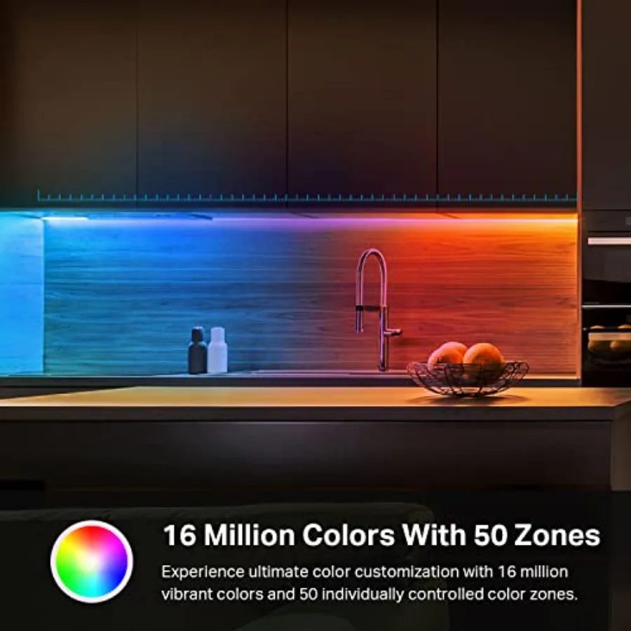 LED Light Strip, 50 Color Zones RGBIC, 16.4ft Wi-Fi LED Strip Works w/ Alexa, Google Home and SmartThings, High Brightness, 16M view 5