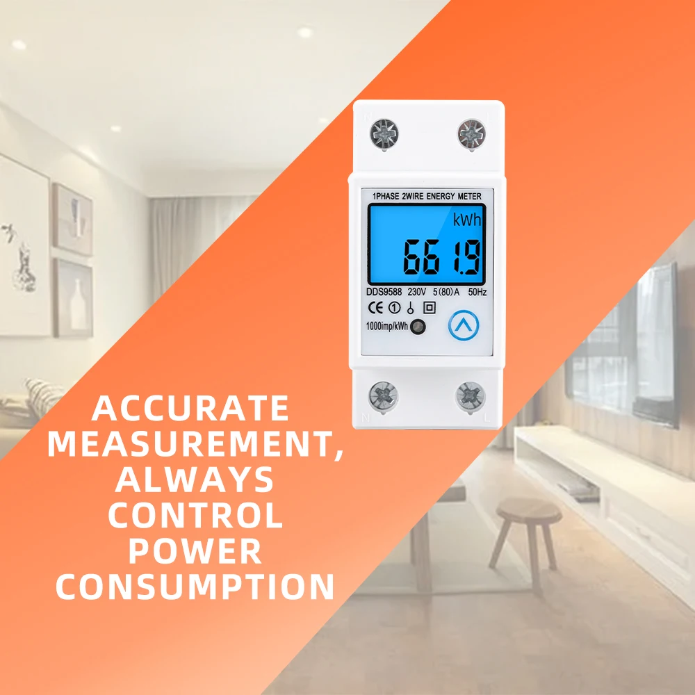 AC 80A 230V nuovo misuratore di kWh digitale monofase su guida Din contatore di consumo energetico wattmetro Reset elettronico Zero