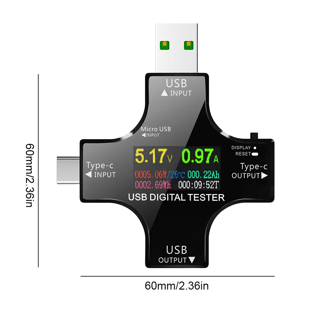 Type-C USB Tester Type-C PD DC Digital Voltmeter Color Digital Display Power Bank Charger Indicator Voltage USB Current Tester