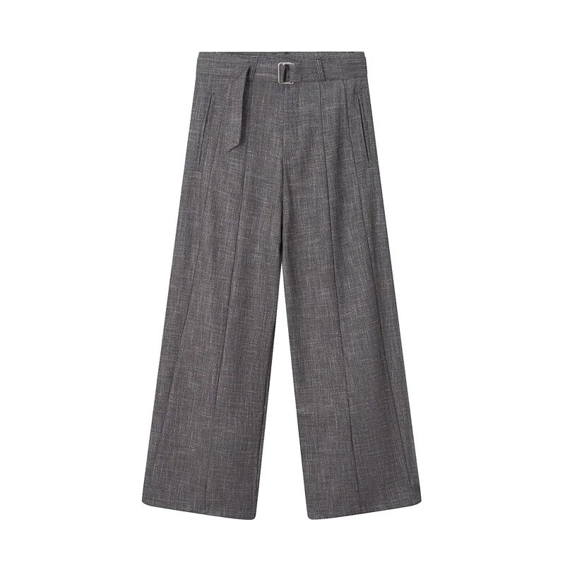 

New Men's casual pants Men Streetwear Fashion Loose Casual Belt Wide Leg Suit Pant Boyfriend Straight Trousers Baggy Pants
