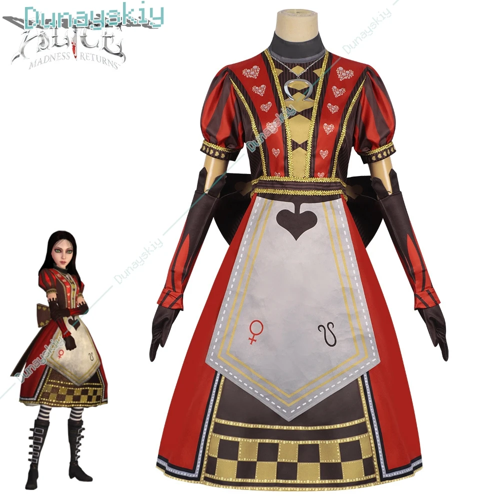 Aliceee Cosplay Costume Game Madness Returns Women Halloween Cute Black Red Role Playing Party Lolita Dress