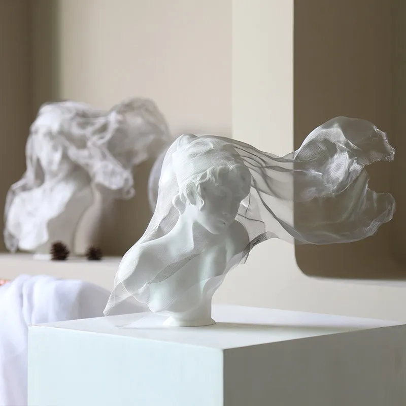 

Металлическая статуэтка девушки в вуали, белая, итальянский минималистичный стиль, мягкий декор, украшение для гостиной, роскошная фигурная скульптура