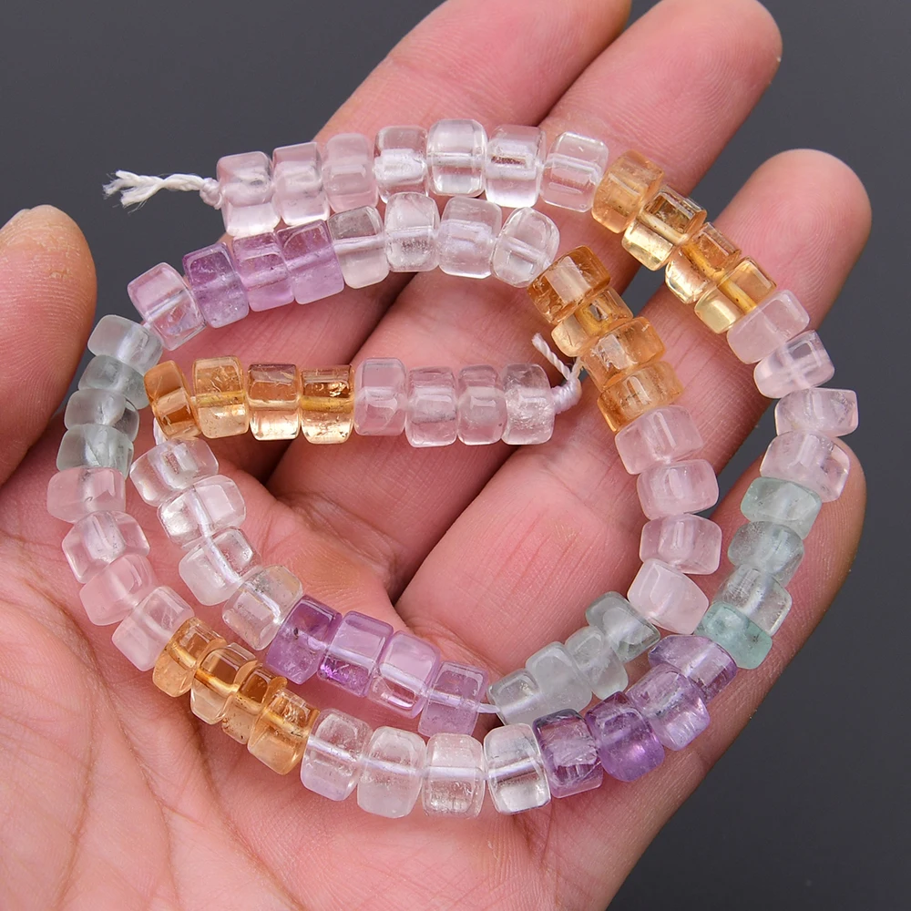 

APDGG 5x8mm Natural Colorful Crystal Mix Color Quartz Triangular prism Shape Loose Beads 15.8'' DIY Jewelry
