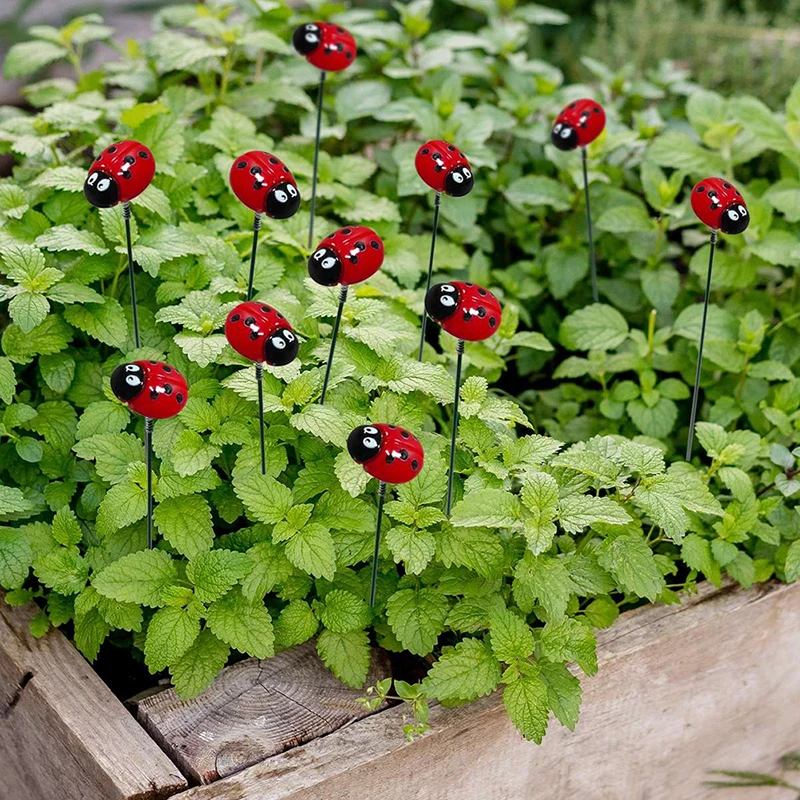 10PCS Bunch of Insect ladybug Multichamber Stakes Colorful  Flower Pots Garden Yard Plant Decorations