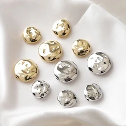 10PCS Flat Concave-Convex Irregular Round Baroque Straight Hole Gold Plated Earrings DIY Beads Making Supplies Accessories