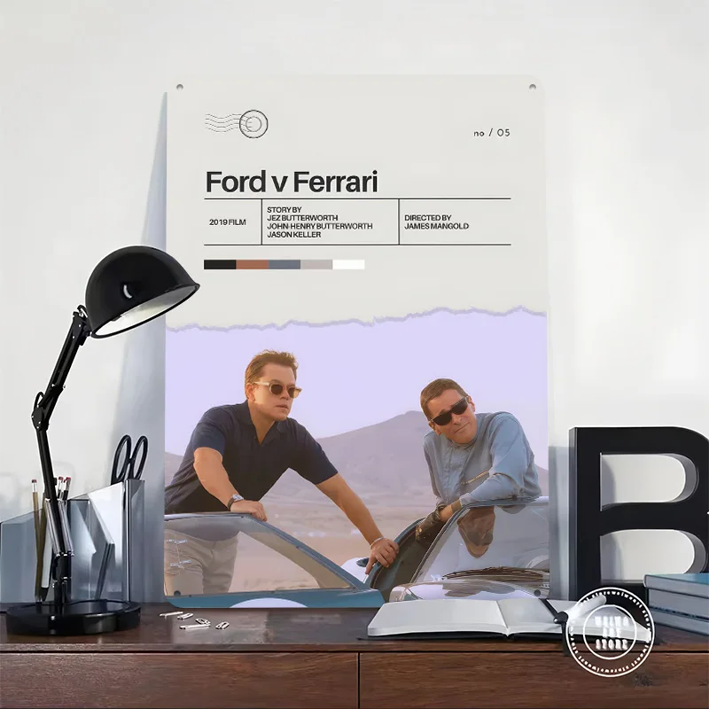 Ford V Ferrari Movie Personalized 3D Textured Metal Poster Wall Art Tinplate Sign for Decor Living Room Decoration Man Wand Deko