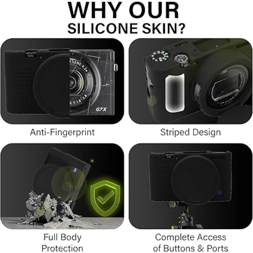 For Sony RX100 VII, anti-slip soft protective cover with lens guard, portable camera case plus free tempered film,