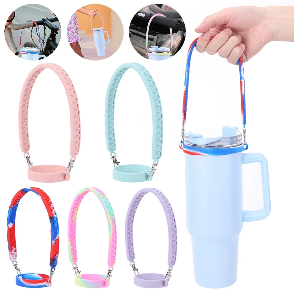 

Water Bottle Handle Silicone Adjustable Shoulder Strap Fit Most 8-40oz Bottle Water Bottle Sling Carrier for Stanley Cup Accesso