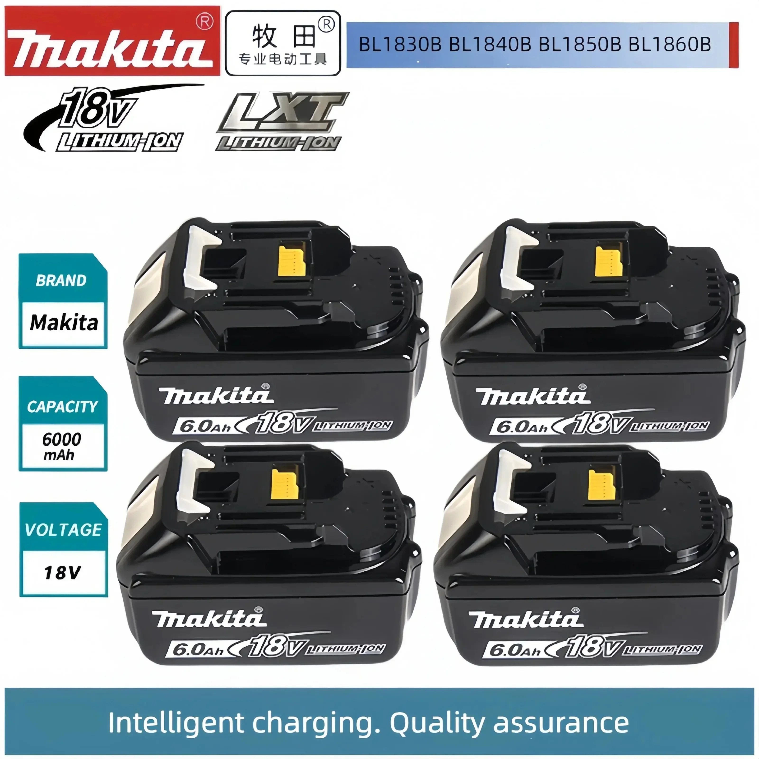 

Оригинальная батарея Makita 18 в, 6,0 а/ч, со встроенной литий-ионной заменой LXT BL1860B BL1860 BL1850 Makita, перезаряжаемая батарея для электроинструмента