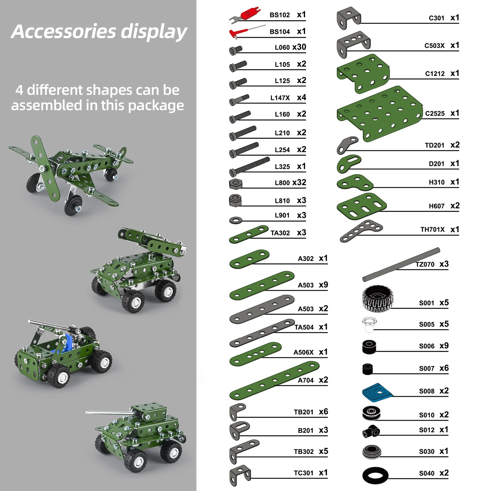 166pieces Metal assembly aircraft blocks with screws and nuts diy building block screwing model toys children boys gift view 6