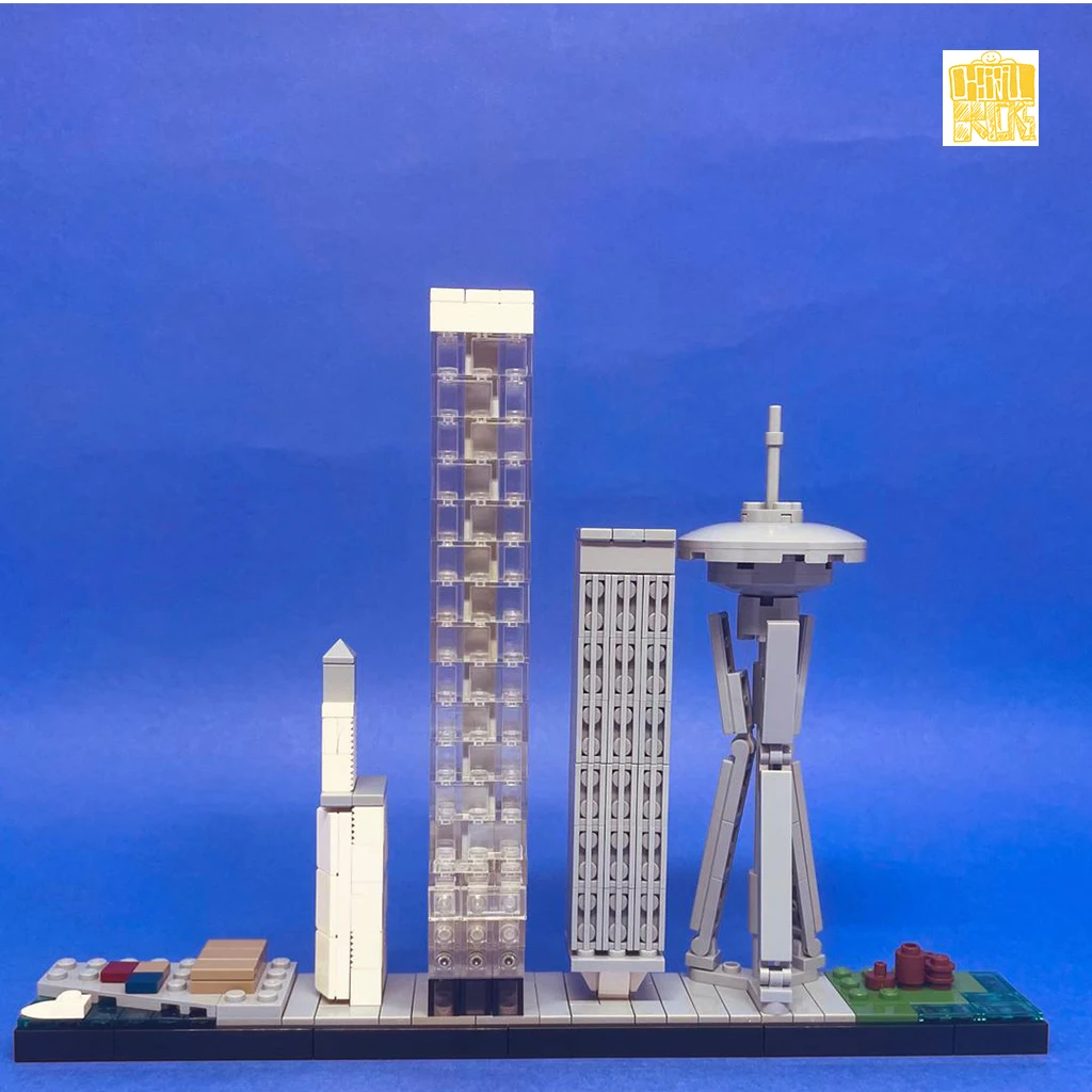 MOC-38155 Seattle Skyline Modello di architettura con disegni PDF Building Blocks Mattoni Bambini Giocattoli fai da te Compleanno Regali di Natale