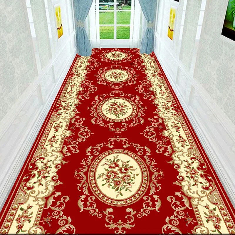 Persian Retro Villa Long Corridor Carpet Luxury Lobby Long Runner Area Rug IG Washable Non-slip Comfortable Stairway Mat Durable