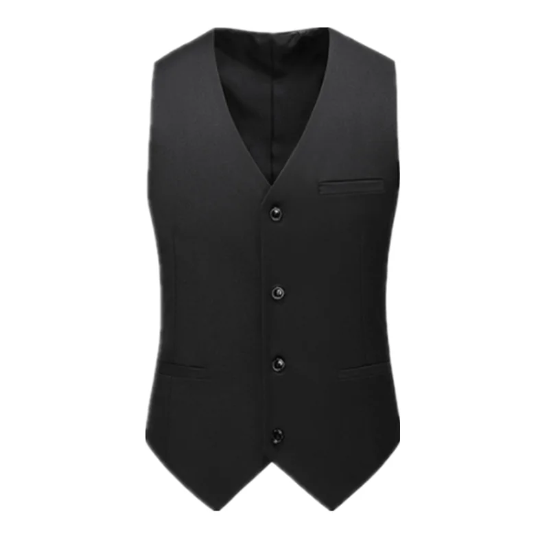 Large Size 6XL Men Single Breasted Formal Suit Vest Black Green Pure Color Wedding Ball Business Social Party Dress Waistcoat