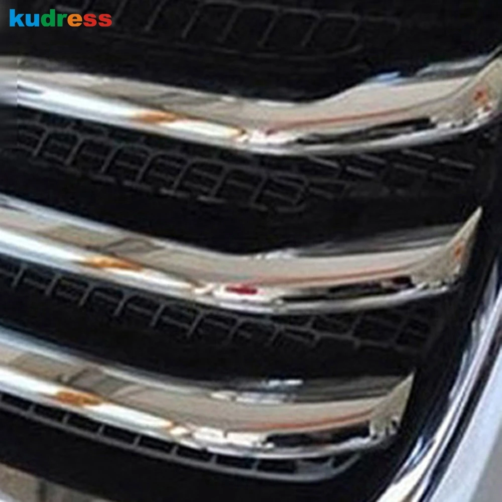 For Hyundai Santa Fe 2010 2011 2012 ABS Chrome Car Front Center Grille Grill Cover Trim Racing Grills Molding Strips Accessories