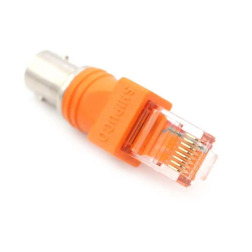 Laranja cabo coaxial conector, painel do chassi, cabos de computador, adaptador, BNC fêmea para conectores RJ45 macho, RJ45 para RF, 1pc